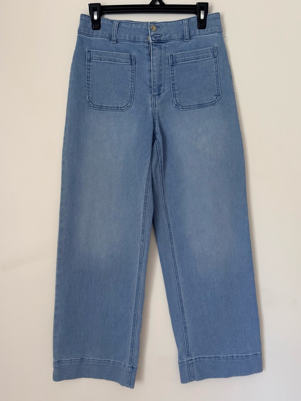 Bagatelle High-Rise Wide-Leg Cotton Jeans with Front Patch Pockets
